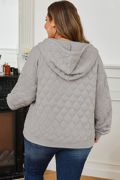 Solid Quilted Quarter Zip Hoodie