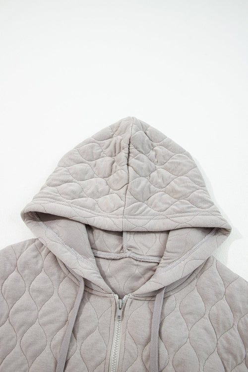 Solid Quilted Quarter Zip Hoodie
