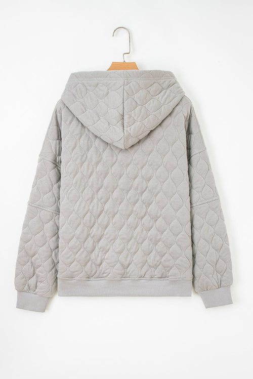 Solid Quilted Quarter Zip Hoodie