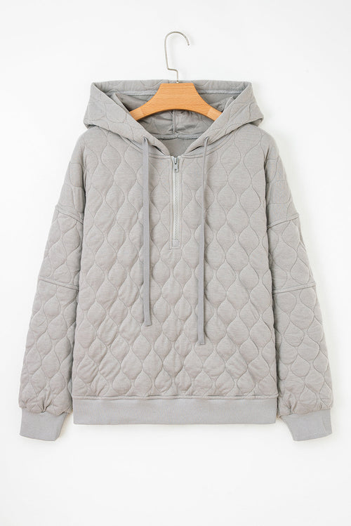 Solid Quilted Quarter Zip Hoodie